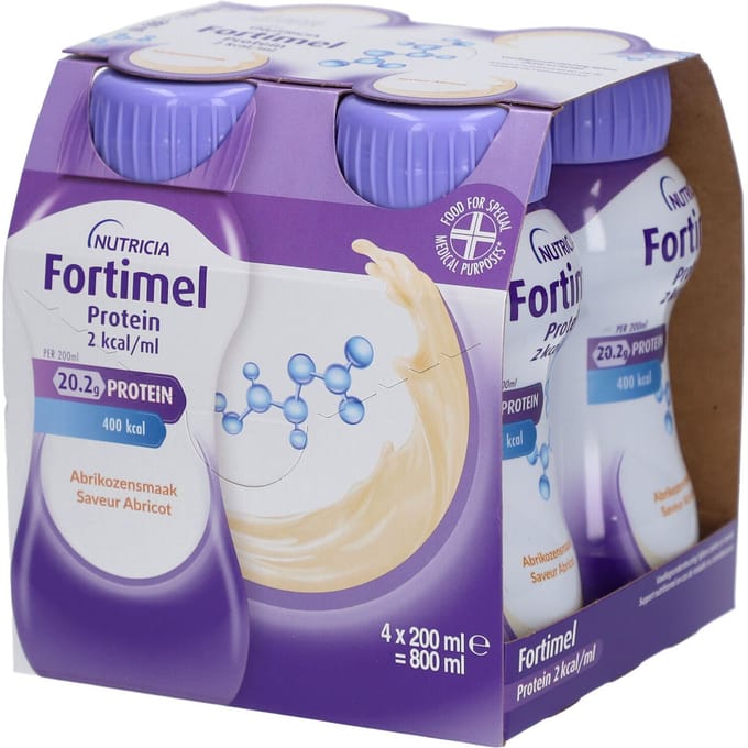 Fortimel Protein 2kcal Abrikozensmaak Voedingssupplement Ondervoeding 4x200 Oplossing