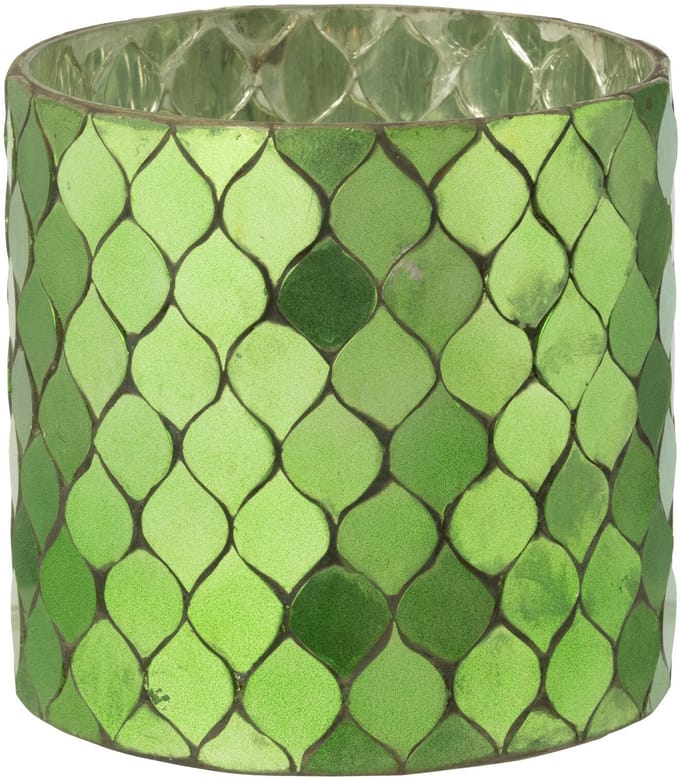 J-Line theelichthouder Cilinder Mozaïek - glas - groen - large