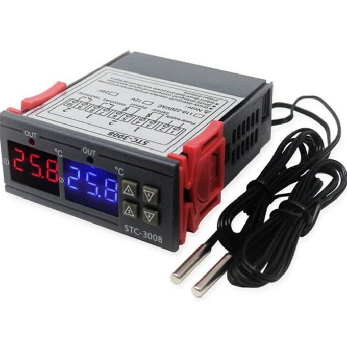 Digitale Weergave Temperatuurregelaar Microcomputer Intelligente Dubbele Regeling Elektronische Verstelbare Schakelaar 12V gray
