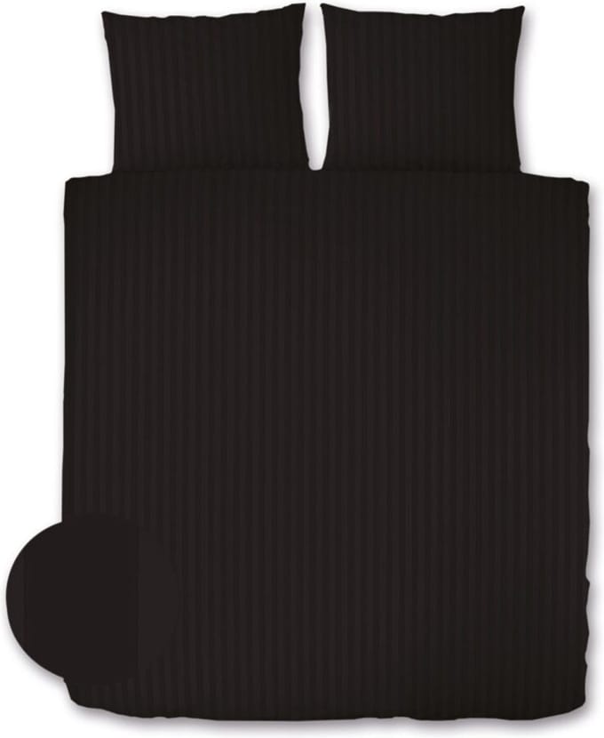 Dekbedovertrek Satijn Gestreept - Hotel Kwaliteit 230 TC - 2 persoons - 200 x 200/220 cm - Zwart