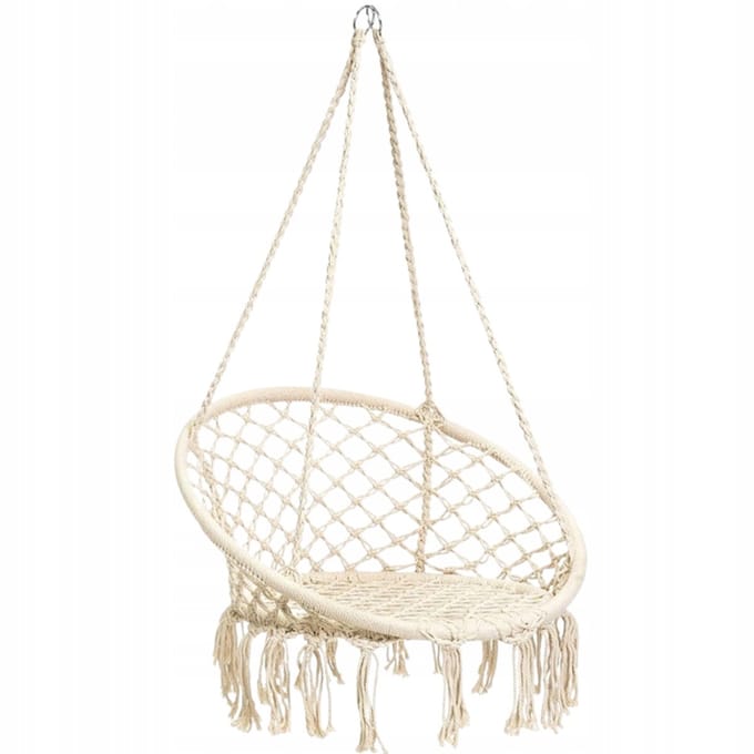 Braziliaanse schommel fauteuil hangmat stoel met kussen RIO BEIGE