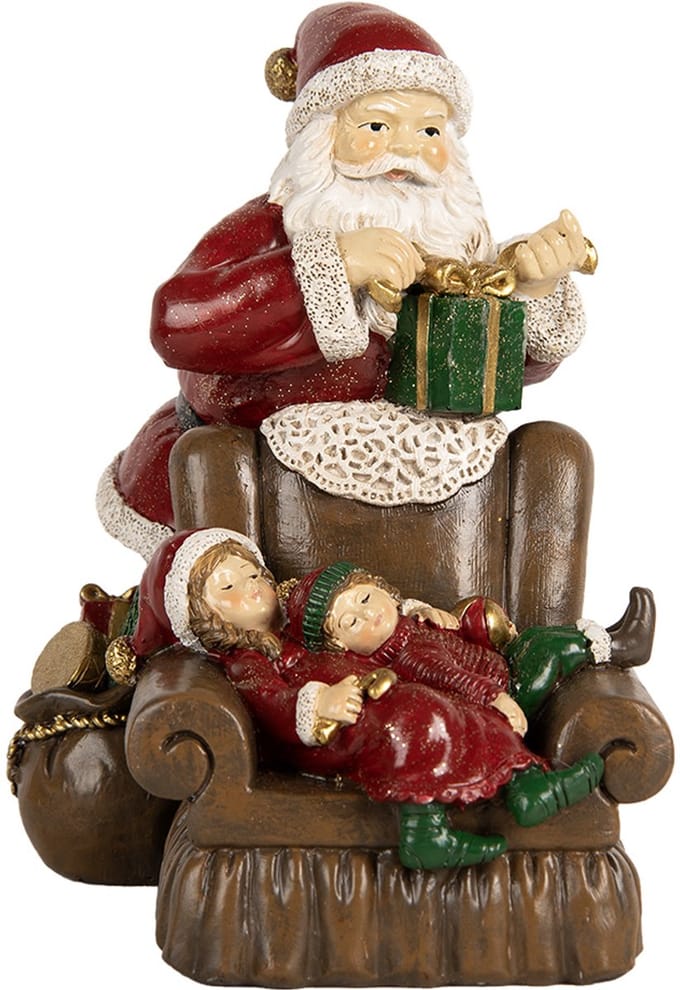 Clayre & Eef Kerstdecoratie Beeld Kerstman 17x13x18 cm Rood Kunststof