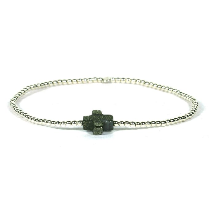 Heaven Eleven - 925 zilver - dikte 1mm - goud pyrite kruis
