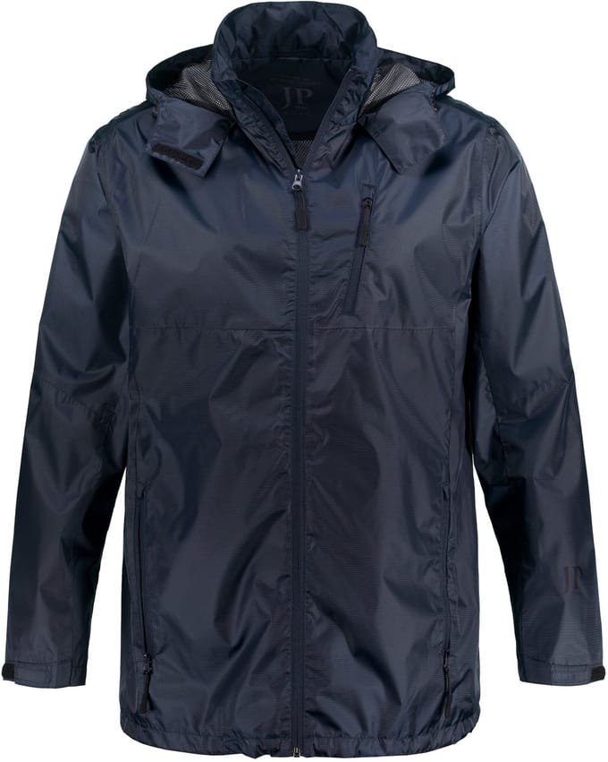 JP 1880 - Heren - Regenjas waterafstotend capuchon rits lichte voering van mesh - Donkermarine - Maat L