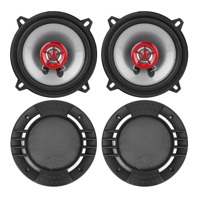2 pièces Haut-parleur de voiture Rond 5 pouces 150W 91dB 4 Ohms 12V Tweeter Universel pour Système Audio Auto gray