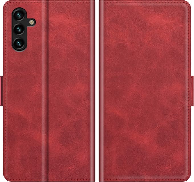 MobyDefend Hoesje - Geschikt voor Samsung Galaxy A04s - Luxe Wallet Book Case (Sluiting Zijkant) - Rood
