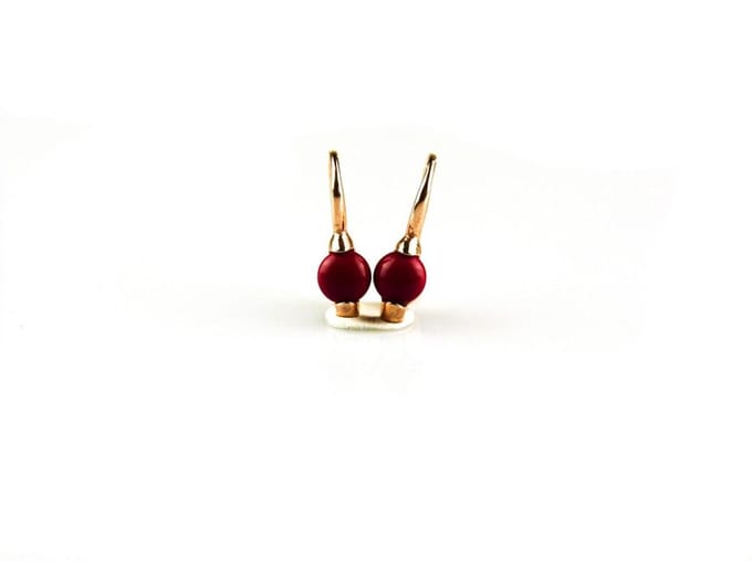 model Piccolo oorringen in zilver roze verguld cabochon koraalrood