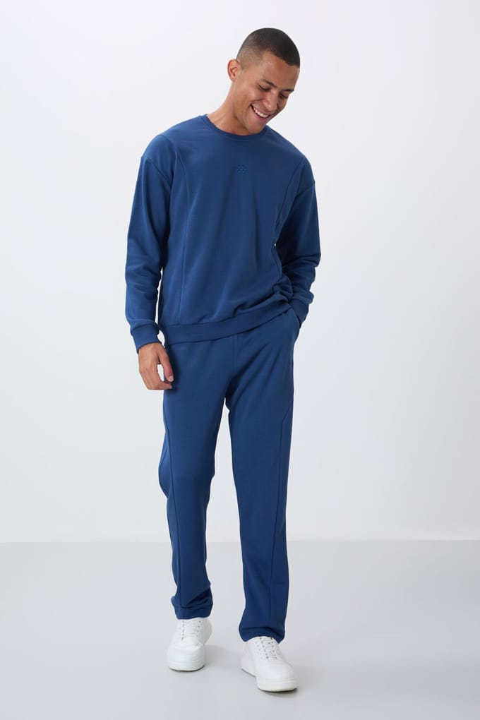 Heren Katoen-Polyester Fleece Sweater en Broek Set