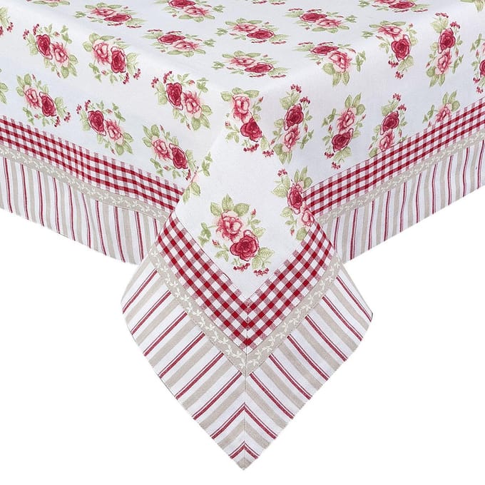 Tafelkleed | 150*150 cm | Rood | 100% Katoen | rozen | Clayre & Eef | GAR15