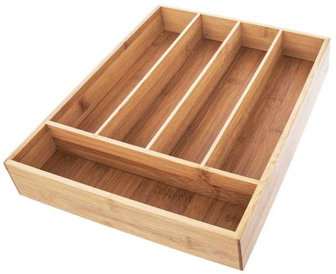 Excellent Houseware Bestekbak Bamboe 35x26x5 cm