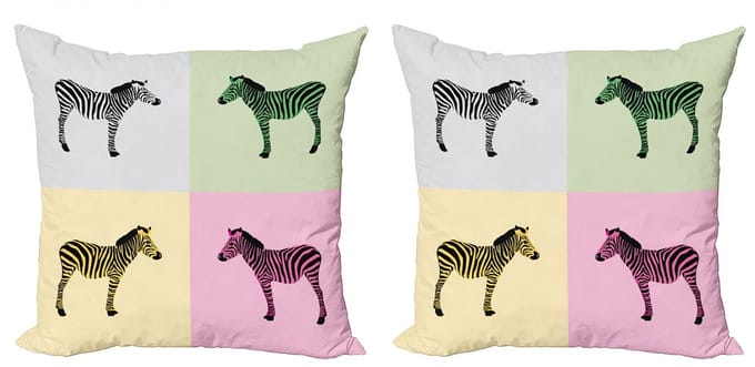 ABAKUHAUS Zebra Kussenhoes Set 2×60×60 cm – Dubbelzijdige druk, Multicolor