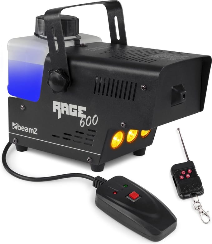 Rookmachine - BeamZ RAGE600LED met vlameffect en draadloze bediening