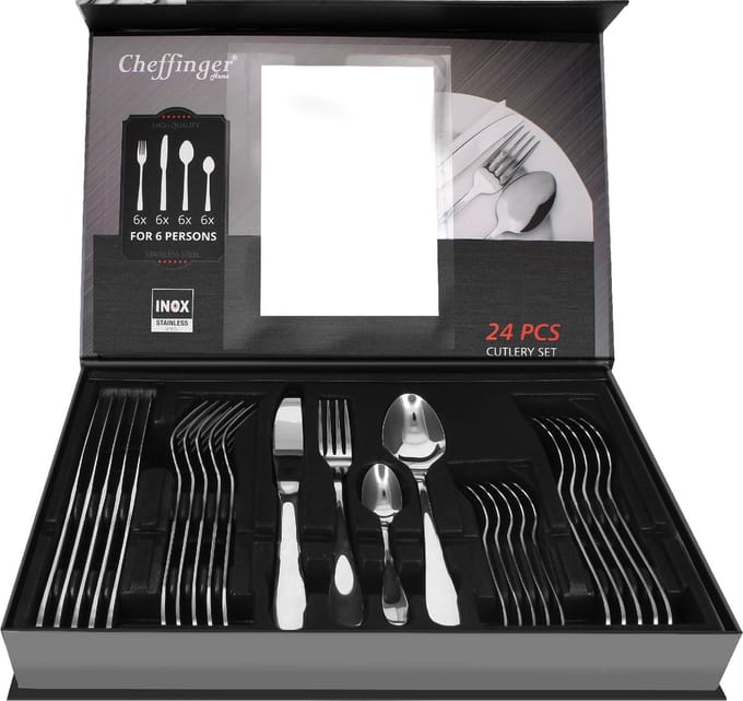 Cheffinger Bestekset - 24 delig - Zilver - RVS