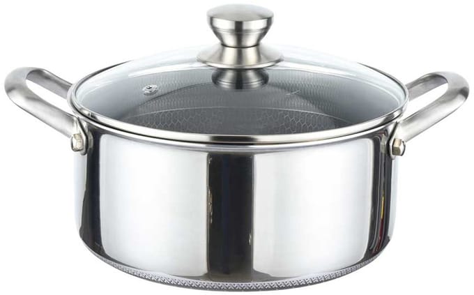 Cheffinger, Soeppan 28 cm, 8 l, met antiaanbaklaag en deksel, Zilver