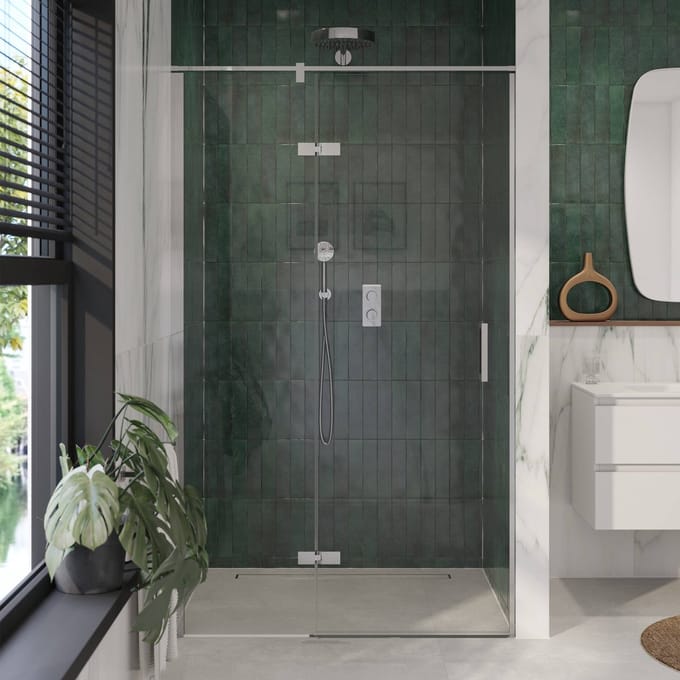 Ben meteora Douchedeur - Draaideur - Links - 100x200 cm - Chroom - Veiligheidsglas