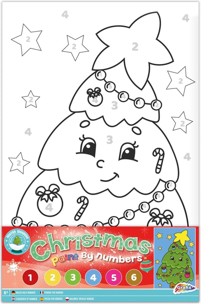Schilderen op Nummer 19x29 cm Kerstboom