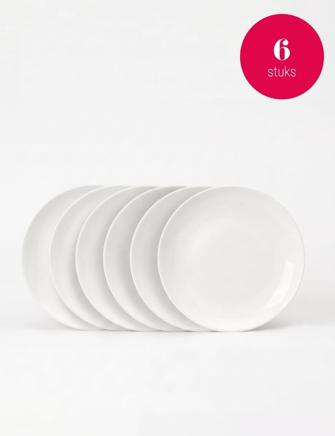 vtwonen - Borden - Ontbijtborden - Porselein - Wit - 20 cm - Set van 6