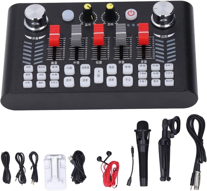 Podcast Microfoon Geluidskaart Kit - Audio Interface Set - Live Streamen - Intelligente Ruisfiltering