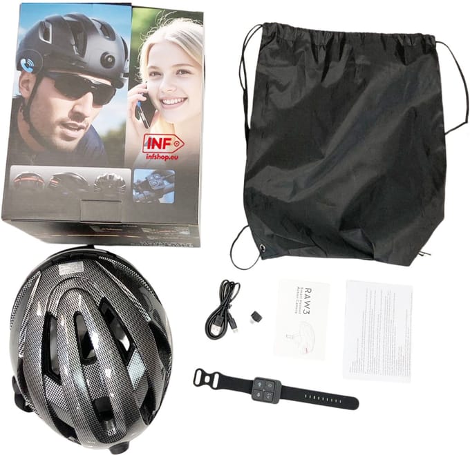 Bluetooth Fietshelm met 1080P Camera, GPS & Bluetooth Headset - Zwart