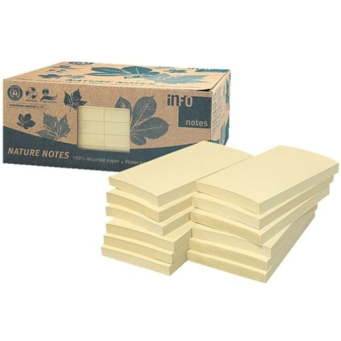 Pak met 12 blokken herkleefbare notes »Recycling Notes«, 12,5 x 7,5 cm, geel