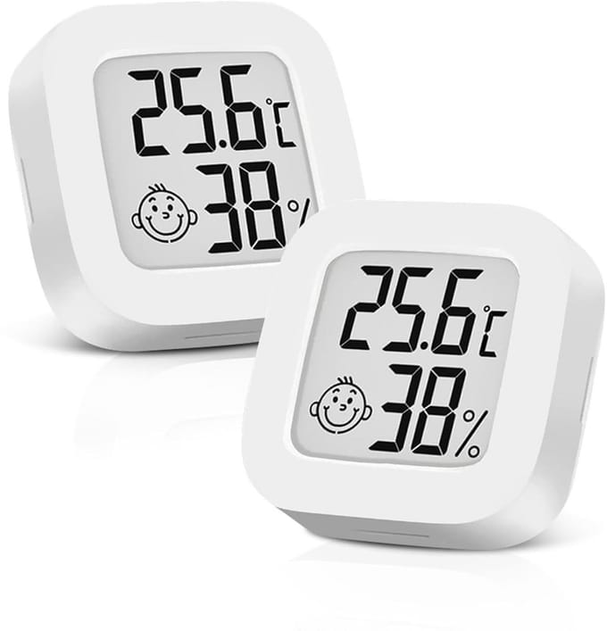 2 Stuks Digitale Binnen Infrarood Thermometer en Hygrometer met LCD Scherm