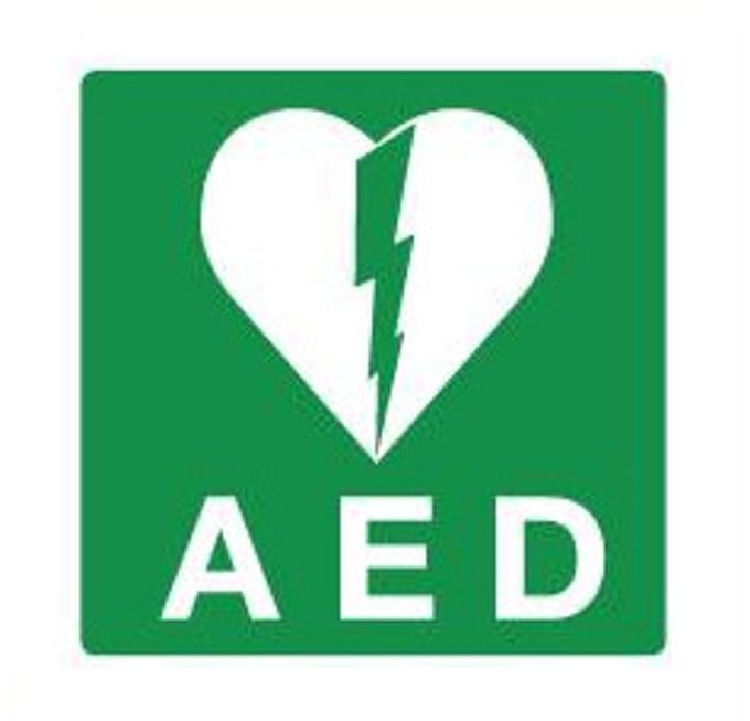 Bord met tekst AED, kunststof 100 x 100 mm