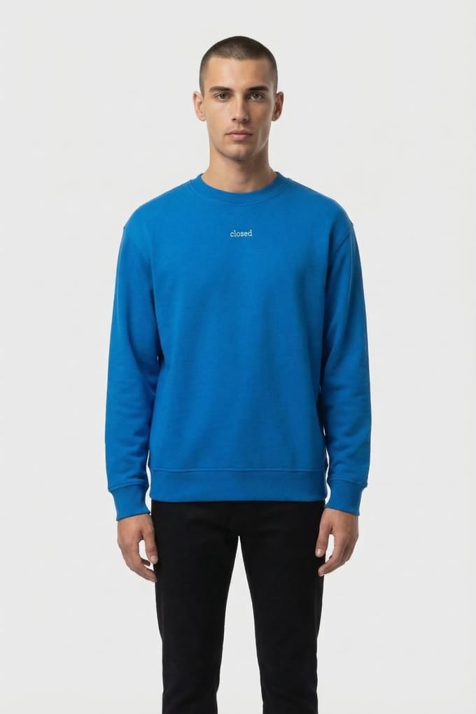 Closed Crew Sweatshirt T-shirts Oceanic Blue Größe: L | Pullover Outlet | Herren | Blau