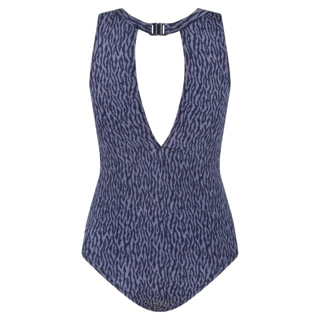 Ten Cate badpak soft cup high neck zipper prothesis option zebra grey voor Dames | Maat 36