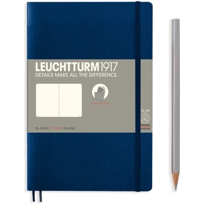 Leuchtturm1917 notitieboekje paperback b6+ blanco navy blauw
