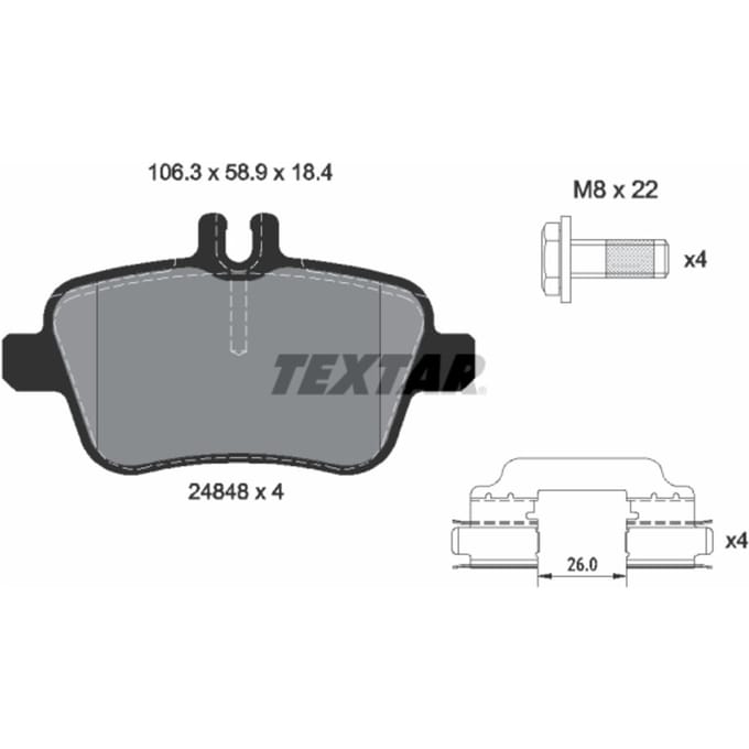 Remblokset TEXTAR 2484805, achter