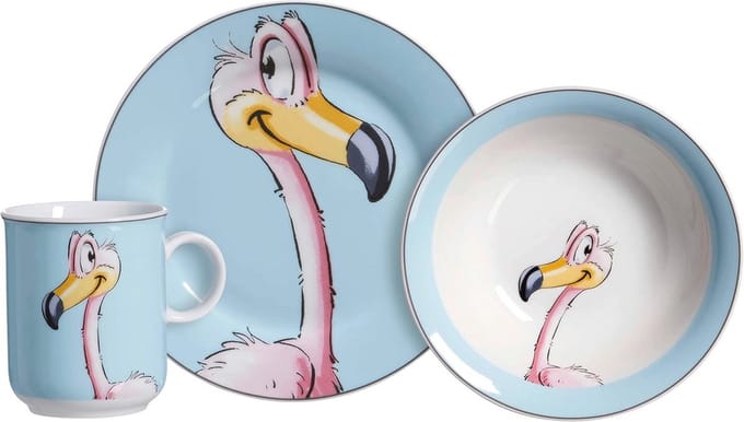 Kindergeschirrset Happy Zoo - Flamingo Flo 3-delig voor Kinderen