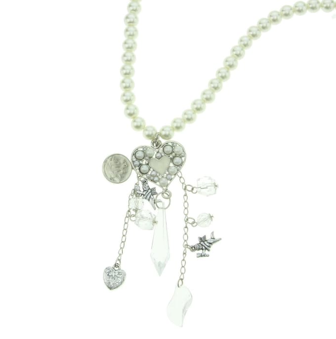 Behave - Lange parelketting met hart hanger - Romantische stijl