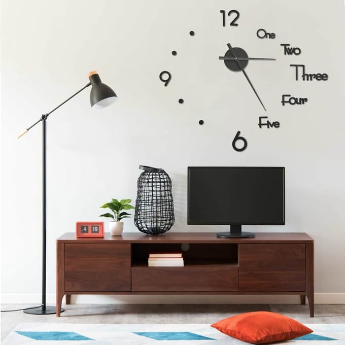 vidaXL 3D-wandklok modern XXL 100 cm zwart