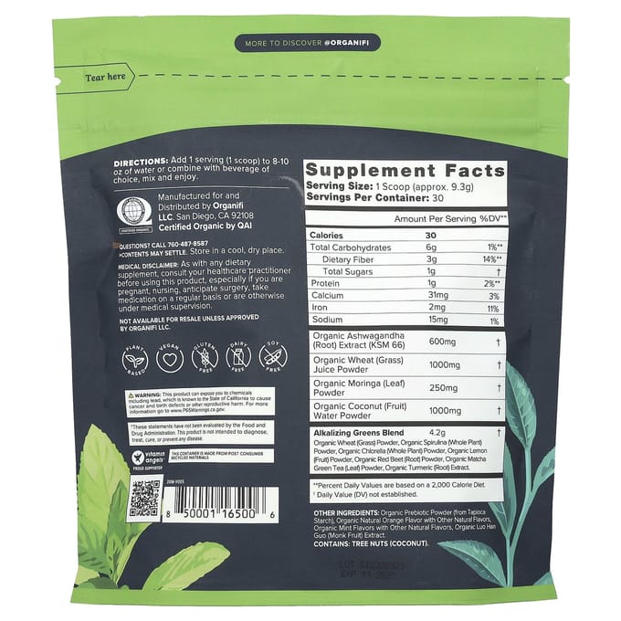 Organifi, Jus Vert Original, 9,8 oz (279 g)