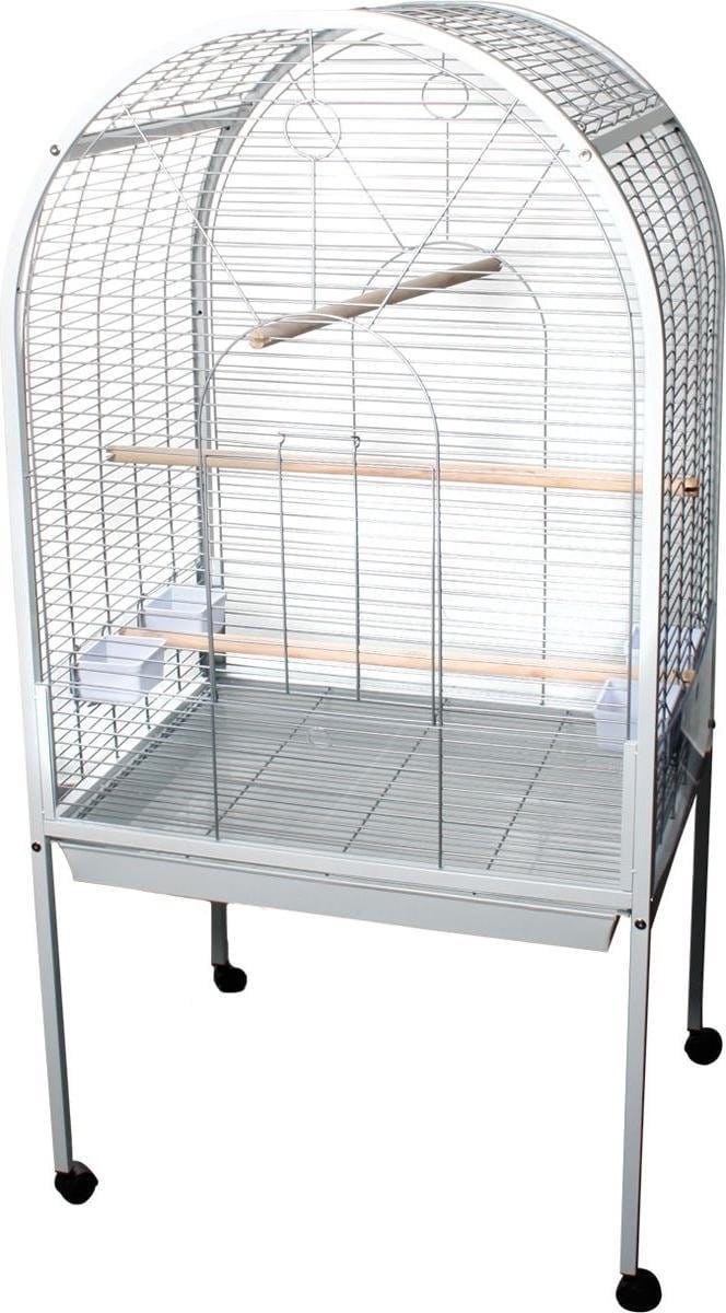 Papegaaienkooi Polly Wit – papegaaienkooi met open dak – papegaaienkooi op wielen – 77,5x60x155,5 cm – Flamingo papegaaienkooi
