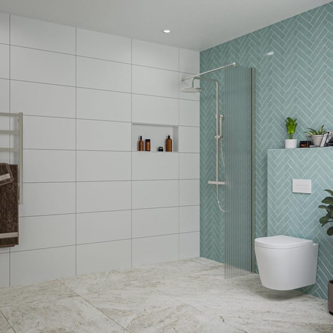 FugaFlow Eccelente Vetro inloopdouche badkamer - 40x200cm - ribbelglas - wandarm - geborsteld RVS