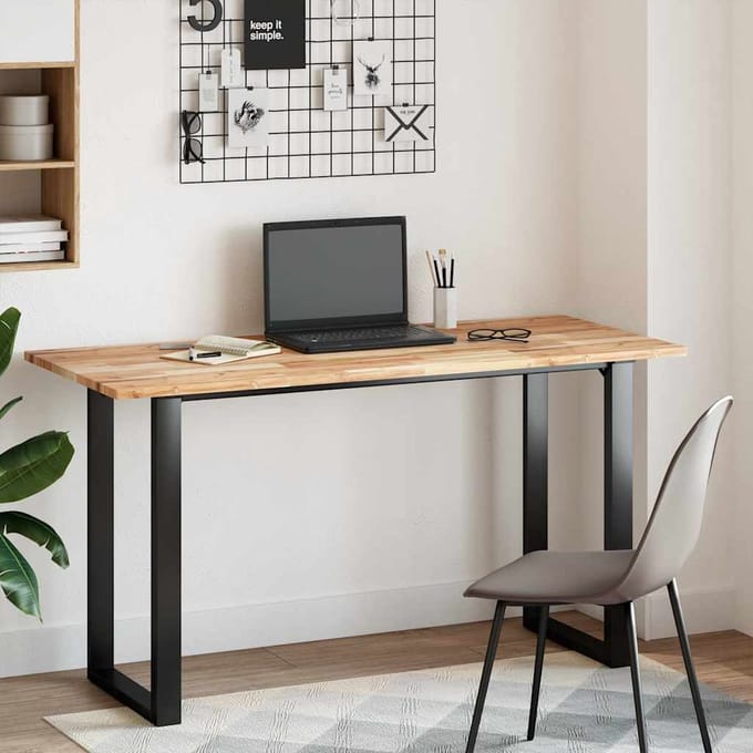 vidaXL Bureaublad 140x60x2 cm onbehandeld massief acaciahout
