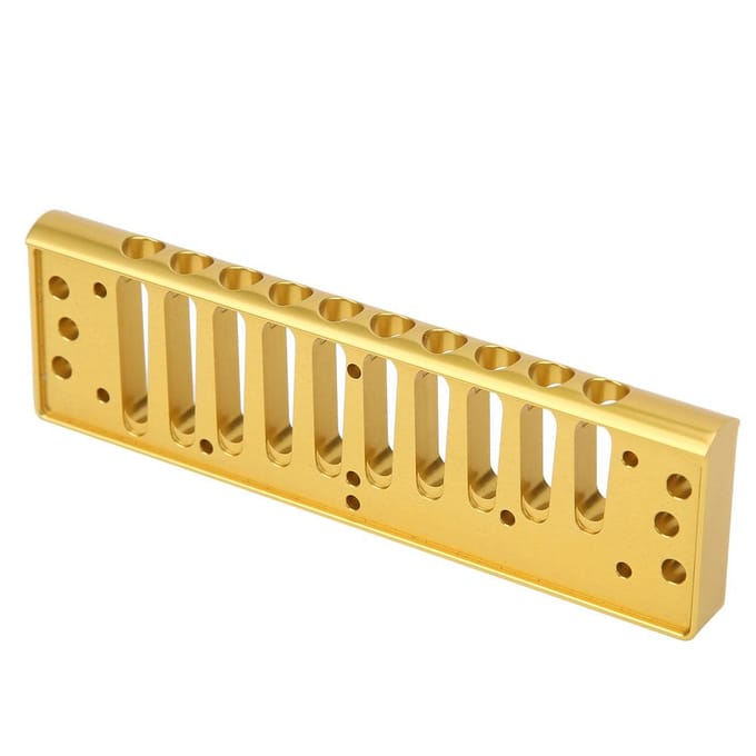Mondharmonica Kam 10?Gaten Blues Harp Kam Onderdeel voor HOHNER SP20 Aluminiumlegering Mondharmonica AccessoireGoud yellow
