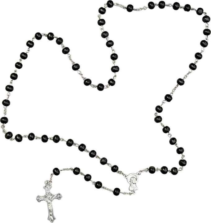 Fako Bijoux® - Rozenkrans Ketting - Sandelhout - Zwart