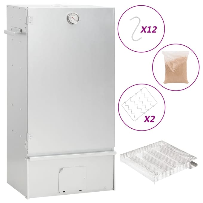 vidaXL - BBQ-rookoven - met - koude - rookgenerator - gegalvaniseerd - staal