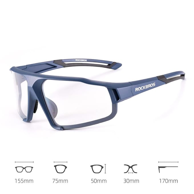 Rockbros SP216BL photochromic UV400 cycling glasses - blue