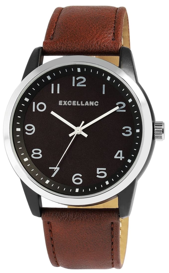 EXCELLANC Herenhorloge lederimitatie Mineraalglas