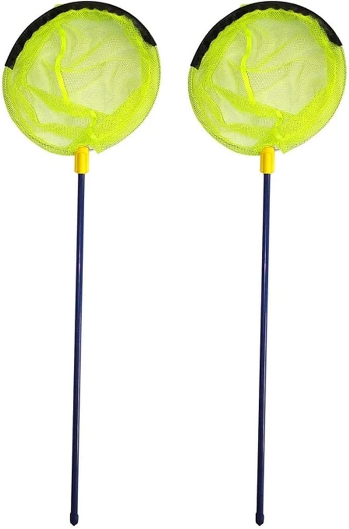 Gebro Visnet/schepnet - 2x - kunststof - geel - 90 x 30 cm