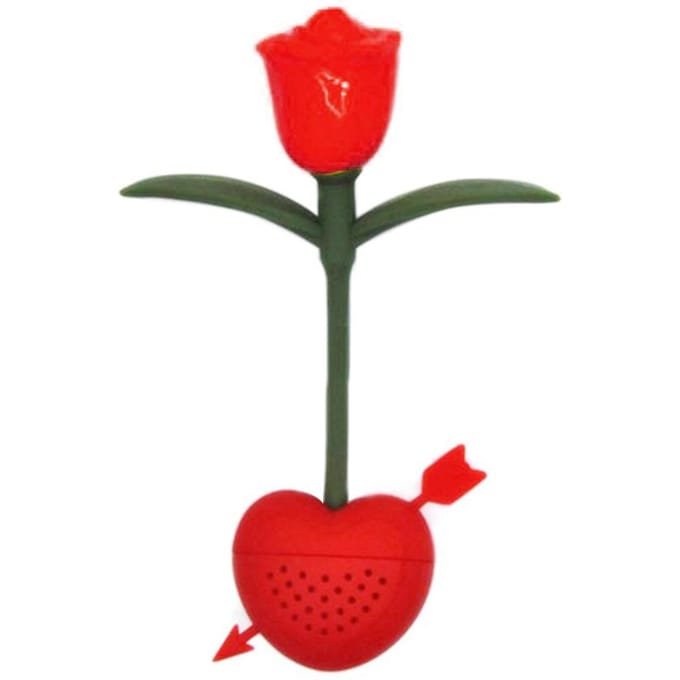 Rozen Thee Zeef Thee Infuser Hittebestendig Herbruikbaar Rozenvorm Silicone Losse Blad Thee Infusers rood