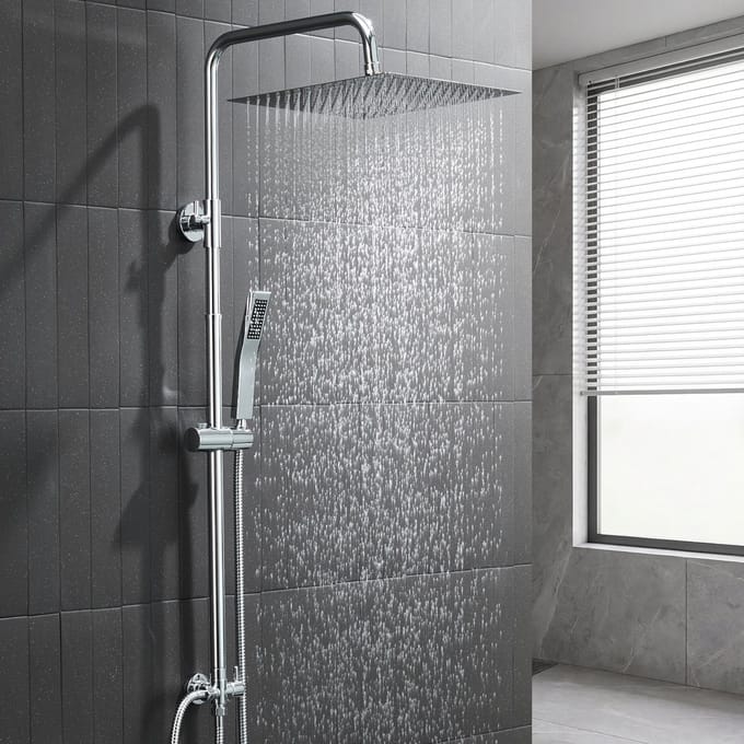 Auralum Max Douchesysteem Met Omstelling - Regendouche - Vierkant Doucheset - RVS Handdouche - 12 inch Douchekop - Verstelbare Hoogte 72-110 cm - Chroom