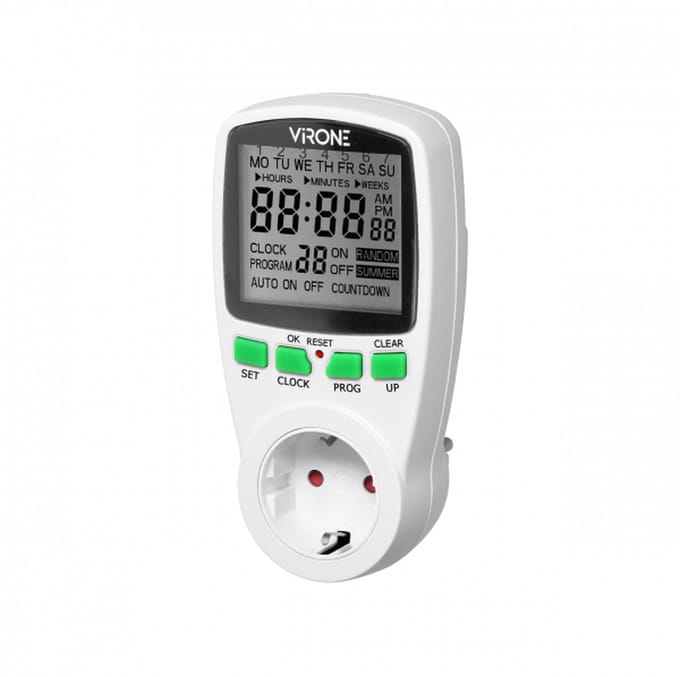 Virone digitale timer met LCD-display - Tijdschakelaar - 16 tijdprogramma's