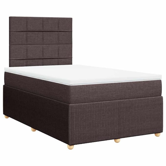 vidaXL - Boxspring - met - matras - stof - donkerbruin - 120x190 - cm