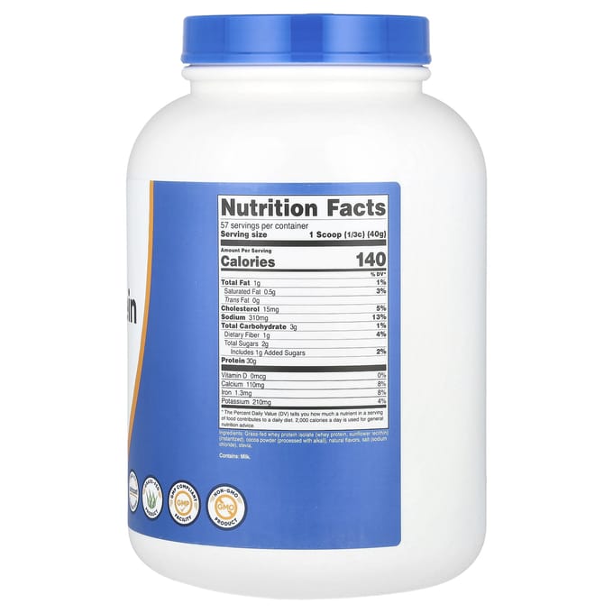 Weiproteïne-isolaat van grasgevoerde koeien, melkchocolade, 2.268G (5 lbs)