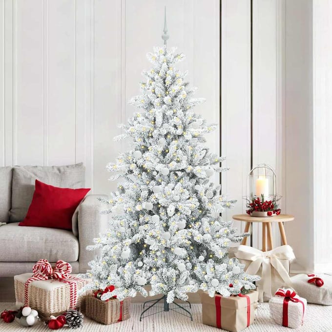 vidaXL - Kunstmatige - Hinged - Kerstboom - Wit - 180 - cm - PVC - en - Staal