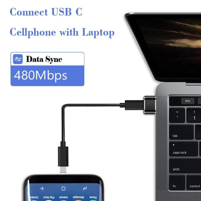 Type C Vrouwelijk naar USB Mannelijk Connector Type C naar USB Adapter zwart